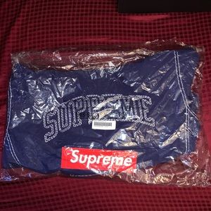 SUPREME BIG STITCH HOODIE DARK NAVY SIZE LARGE
